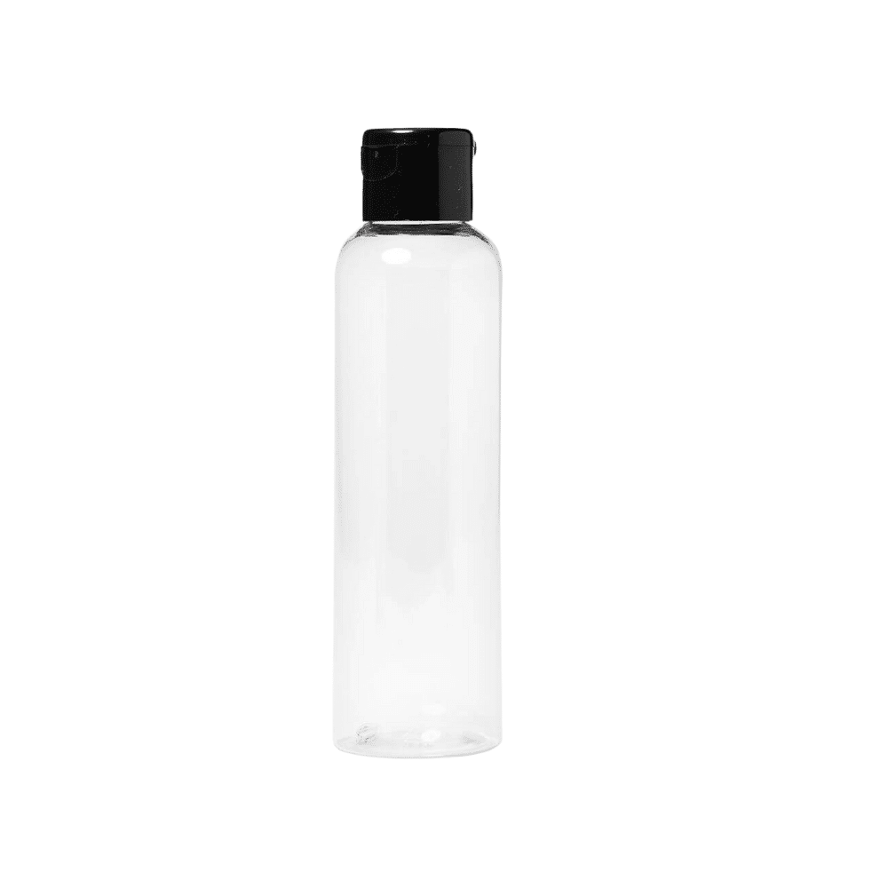 PET boca 150ml transparentna 24/410 okrugla sa klip klap crnim čepom