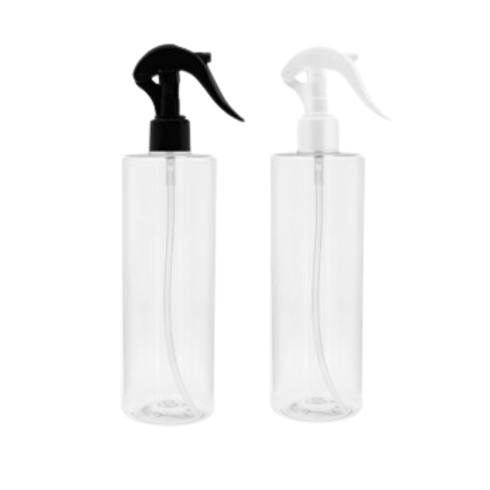 PET boca 200ml transparentna 24/410 flat sa trigger raspršivačem (crni, bijeli)