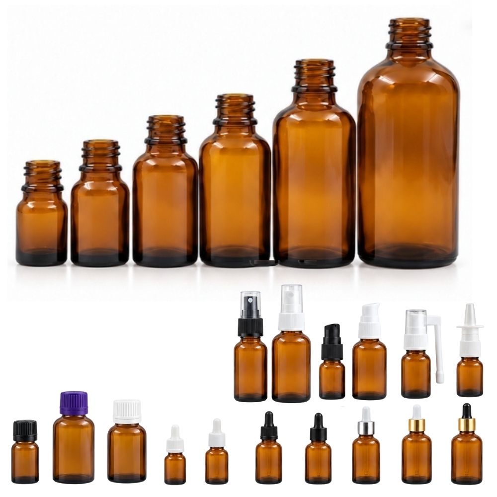 Staklena boca amber GL18 (5ml, 10ml, 20ml, 30ml, 50ml, 100ml)