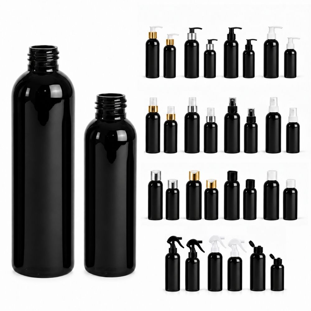 PET boca okrugla crna 24/410 (100ml, 200ml)