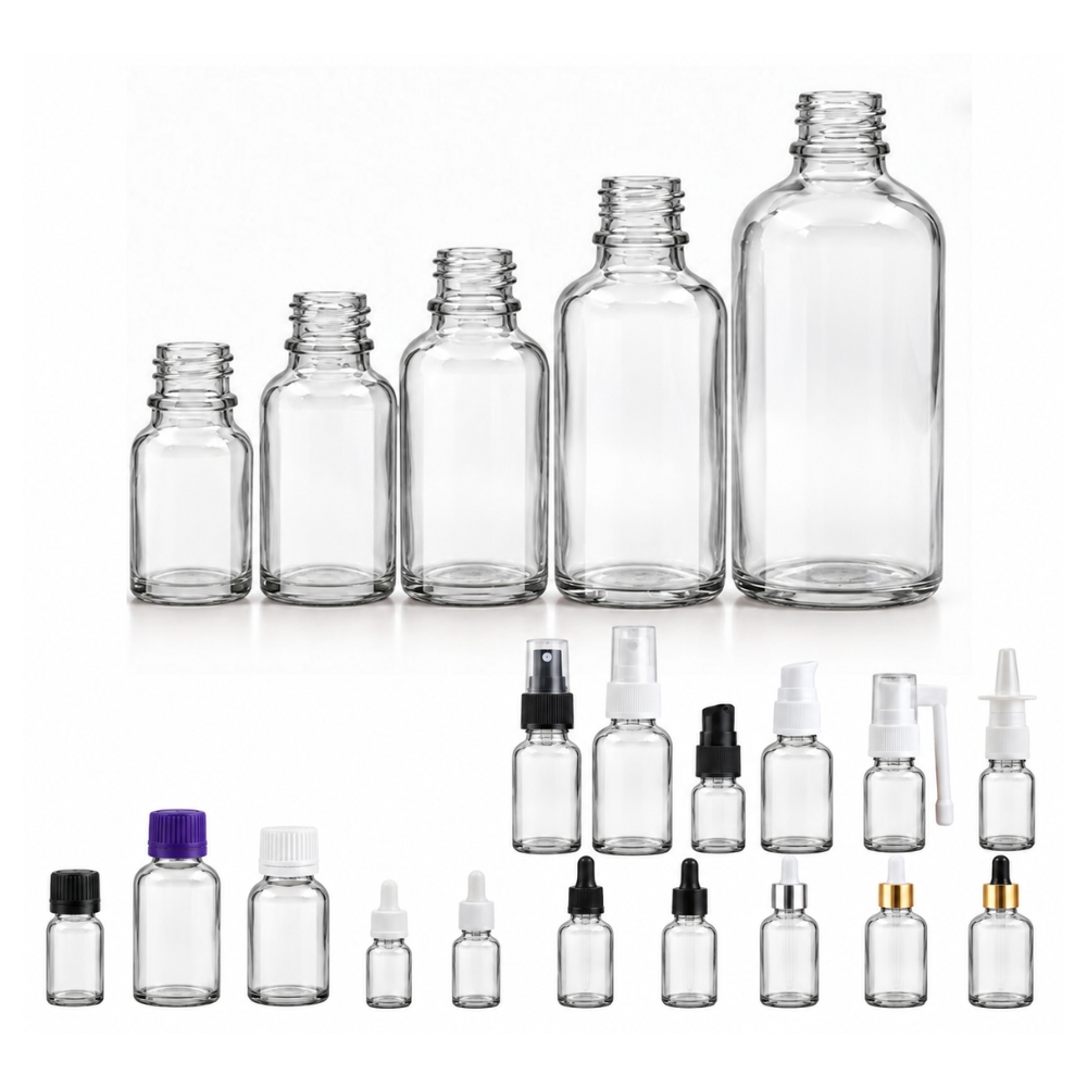 Staklena boca transparentna GL18 (10ml, 20ml, 30ml, 50ml, 100ml)